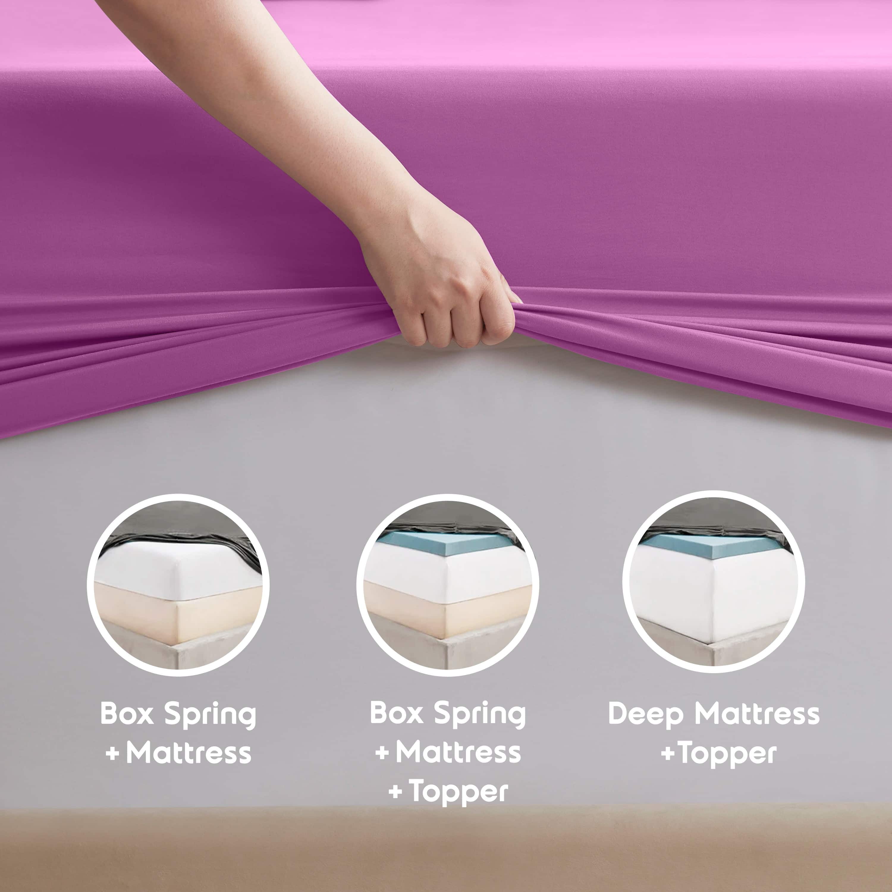 Lammaloe Sheets Set, Hotel Style Deep Pocket 4 Piece Bed Sheets, Luxury Soft Microfiber RV Short Queen Sheets Set, Off White