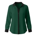 thumbnail image 6 of SEROYE Women's Button Down Shirt Color Block Long Sleeve Classic Fit Collared Blouse Dressy Casual Office Work Tops (M, Green), 6 of 6