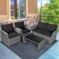 thumbnail image 4 of Gymax 4PCS Patio Rattan Conversation Set Outdoor Furniture Set w/ Black Cushions, 4 of 10