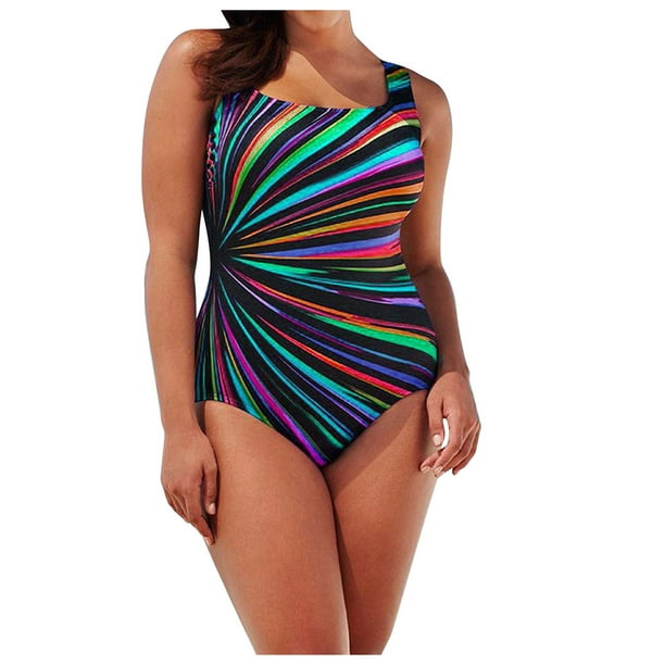 Women One Piece Swimsuits Plus Size Bathing Suit Tummy Control Swimwear  Beachwear 