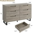 thumbnail image 2 of Senfot 6 Dresser for Bedroom, Freestanding Vertical Drawer Cabinet with Storage, 47.2" Wide Dresser, Wooden Closet Storage Chest for Living Room, Hallway, Entryway, Grey, 2 of 7