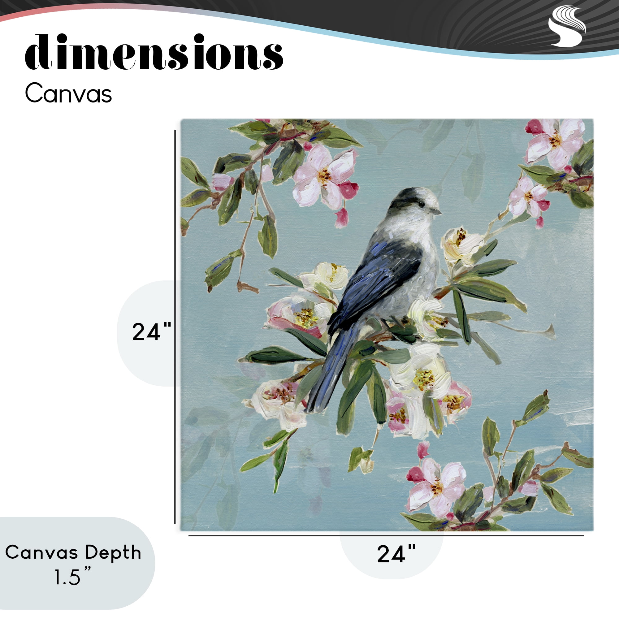 Stupell Industries Pastel Songbird Among Blossoms Canvas Wall Art, design by Sally Swatland