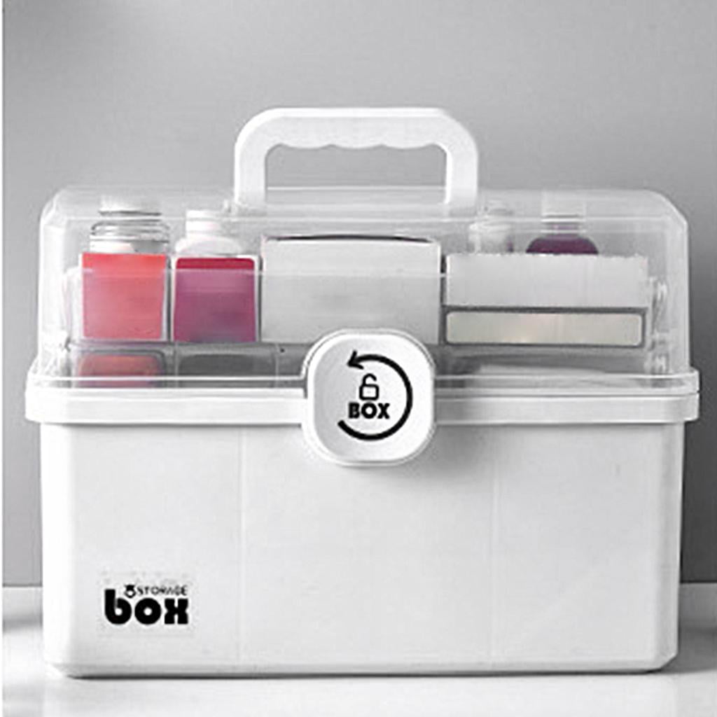 Axioma First Aid Box with Portable Handle, Family Emergency Kit, Multi-Purpose Box, Emergency Transparent Lid Box, Easy Accessibility White 3-Tier