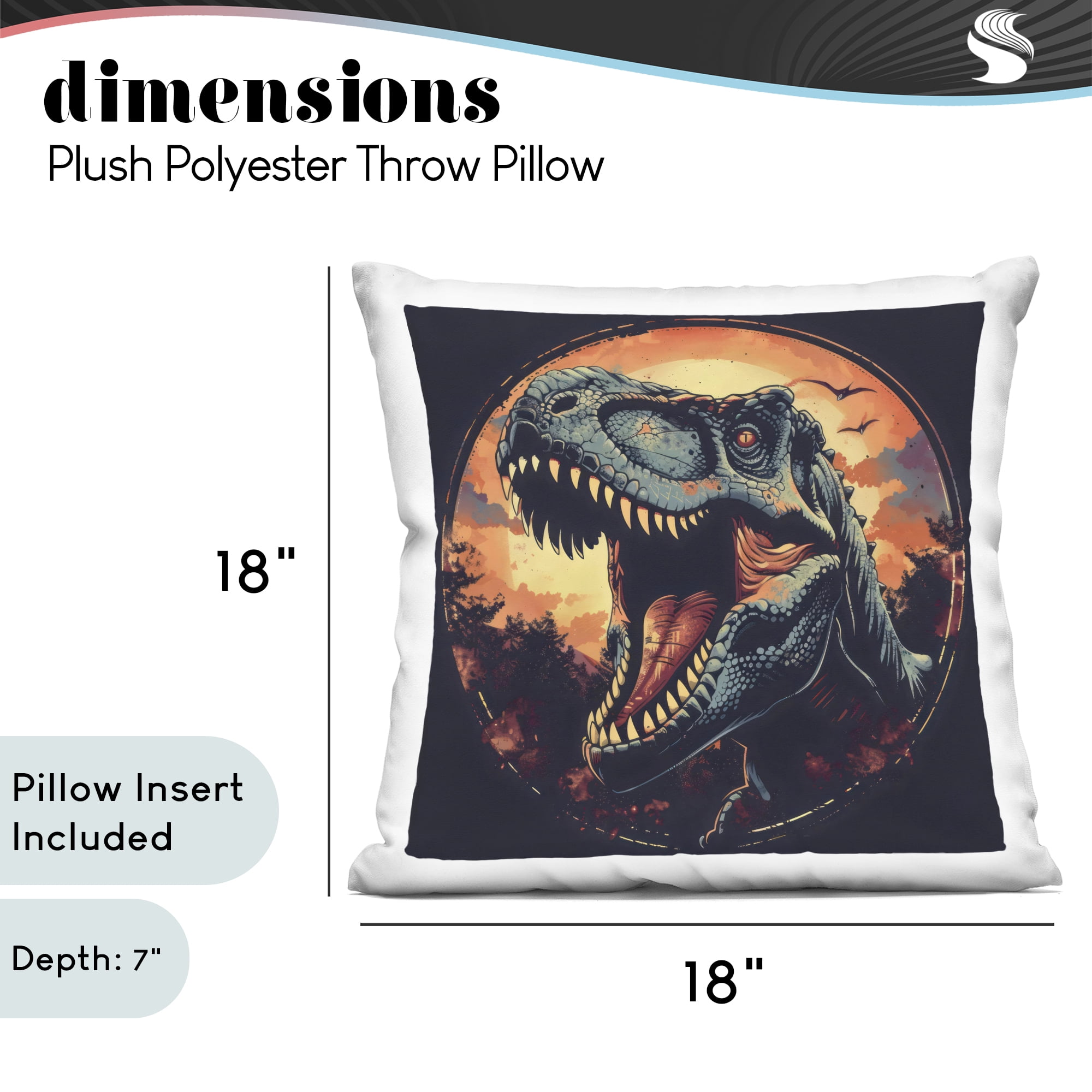 Stupell Industries Ancient Dino Roaring at Sunset Decorative Printed Throw Pillow, design by Creative Studio, 18 x 7 x 18