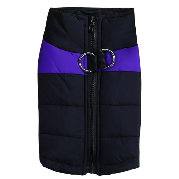 Perro Puffer chaleco impermeable para mascotas ropa de invierno frío con de correa para Púrpura S Gloria Chaqueta de cachorro de invierno