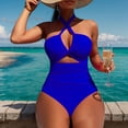 thumbnail image 3 of RUTAYY Women's One Piece Swimsuits V Neck Push Up Solid Color Resort Bodysuits Beach Vacation Swimwear, 3 of 4