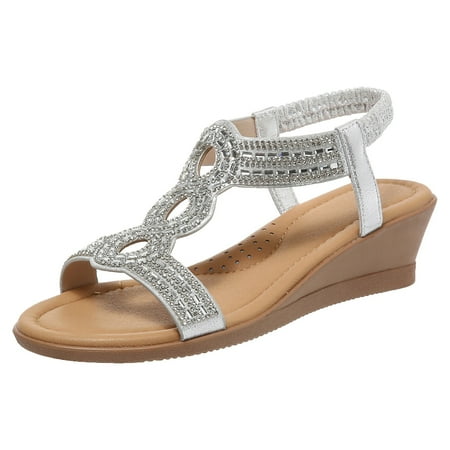 

PEASKJP Sandals for Women Casual Summer Women s Fisherman Gladiator Woven Flat Sandals for Summer (Silver 7.5)