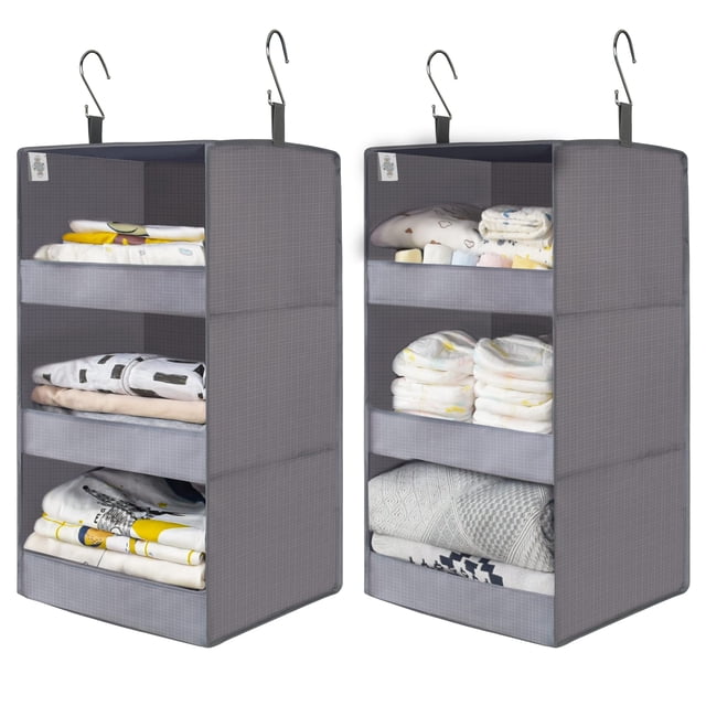Organizador colgante GRANNY SAYS para armario con 3 estantes, color gris ceniza