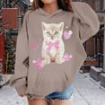 thumbnail image 2 of Telankuip Cute Cat Graphic Hoodies for Teen Girls Kawaii Anime Tween Girl Long Sleeve Hooded Sweatshirts Preppy Comfortable Soft Going out Wear Pullover Tops Khaki 100, 2 of 4