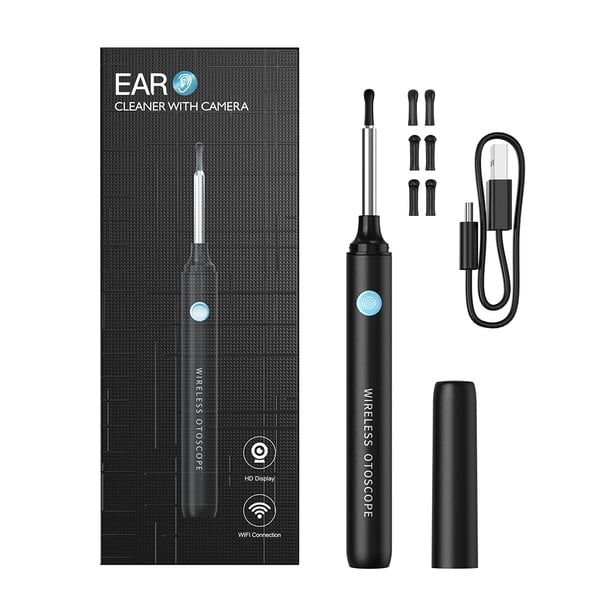 Sidaley Removedor de cerumen, herramienta profesional de limpieza de orejas para el hogar, palillos visuales transparentes para adultos, accesorios para Electrónica Negro