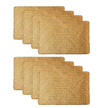 

Pack of 8 Natural Seagrass Place Mat 17.7 x 11.8inch Hand-Woven Rectangular Placemats Home Holiday Table Decoration
