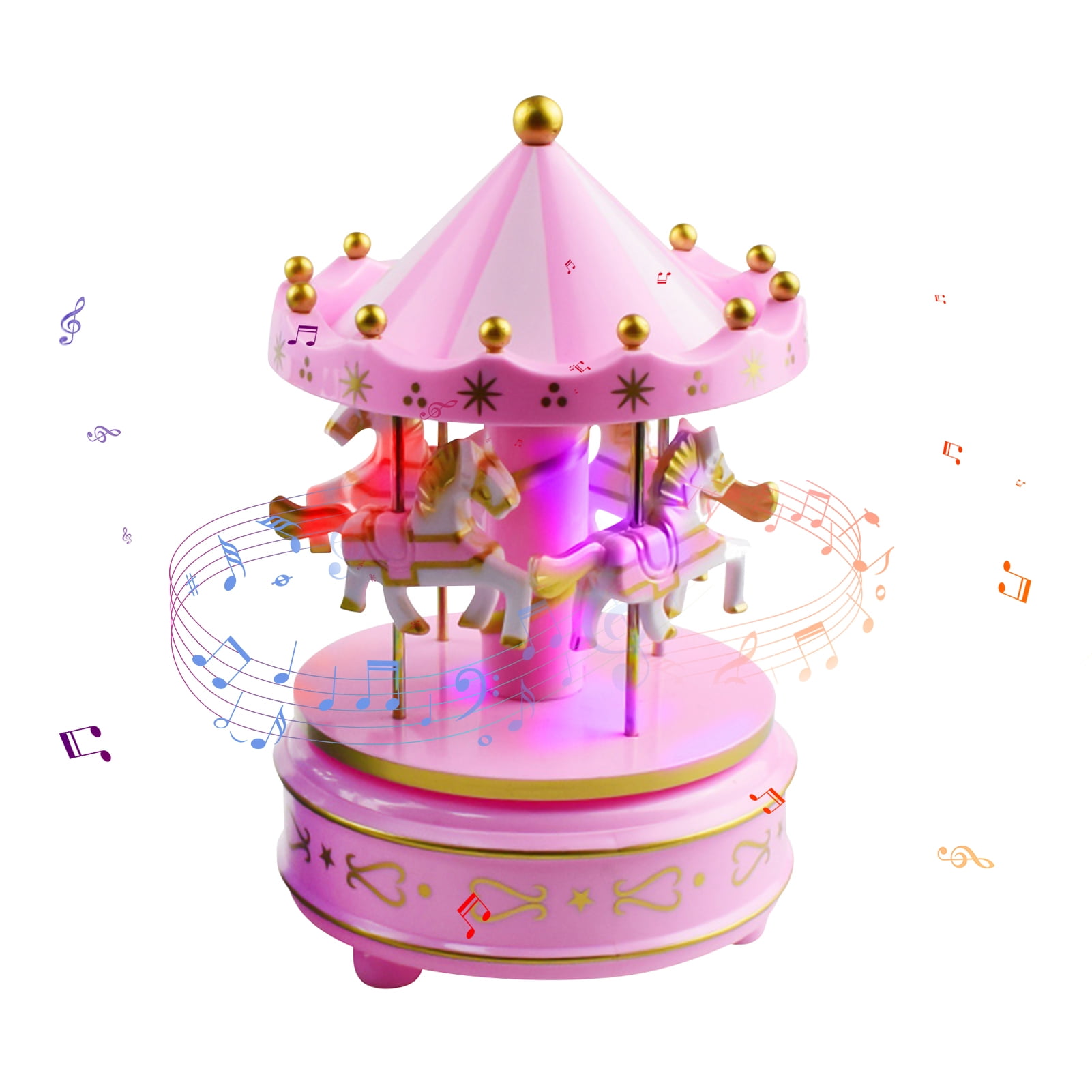 Yeacher Boîte à Musique Carrousel 4 Chevaux Jouet Musical Rotatif pour Bébé Cadeaux de Noël Cadeaux d'Anniversaire pour Filles Enfants Fille Amis Yeacher Boîte à Musique Carrousel 4 Chevaux Jouet Musical Rotatif pour Bébé Cadeaux de Noël Cadeaux d'Anniversaire pour Filles Enfants Fille Amis