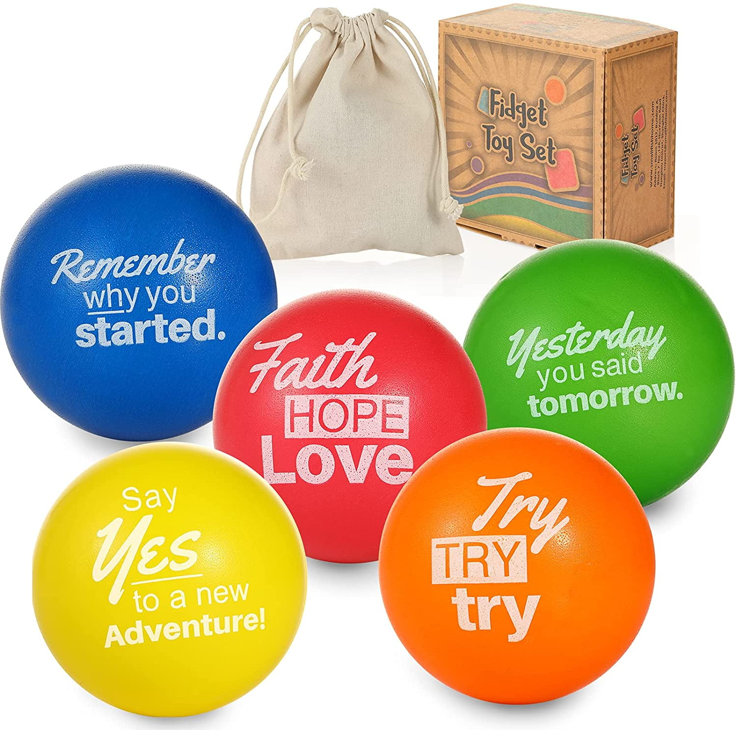 Fidget Sensory Toy Stress Balls with Motivational Quotes for Kids