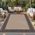 thumbnail image 2 of Black Brown Greek Key Outdoor Rug 4x6 Ft - Reversible Patio Rug Outdoor Camping Rugs, Geometric Greece Ancient Farmhouse Geo Indoor Outdoor Area Rugs, Non-Slip Outdoor Carpet Runner for Deck/Porch, 2 of 8