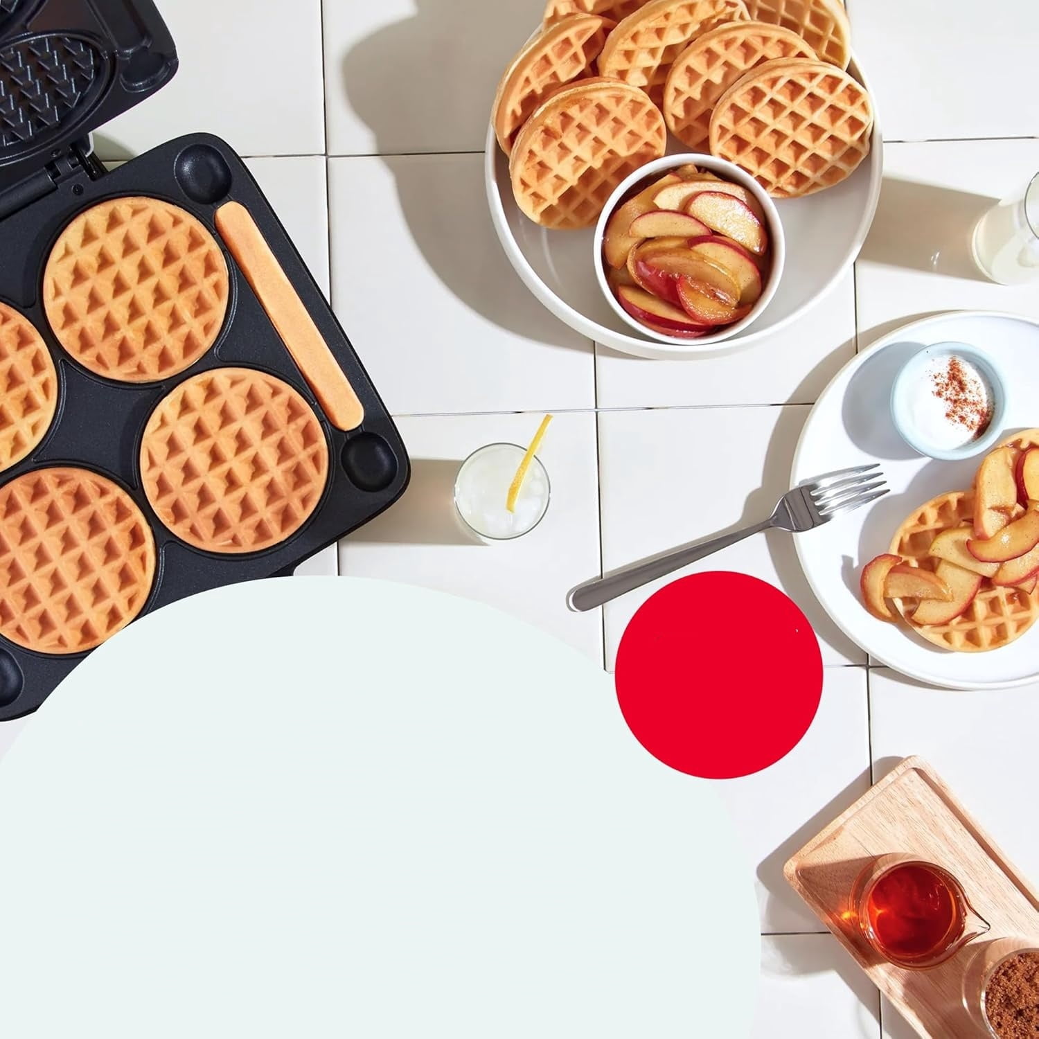 Multi Mini Waffle Maker - Makes Four Waffles at Once for Family Breakfasts - Dual Nonstick Heating Plates & Easy-Release Surface - Compact & Fast-Heating - Graphite