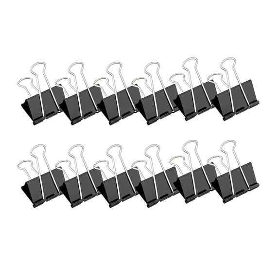 XINNAISI Large Binder Clips, Steel Big Paper Clamps Clips for Office Supplies, Black, 12 Pack
