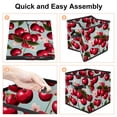 thumbnail image 4 of FeBohao Storage Boxes Bins Fabric Leather Handle Square Foldable Book Table Sturdy Aesthetic Shirt Cubby Infant Office Totes Necessities Multifunctional Organizer Basket Cherry, 4 of 6