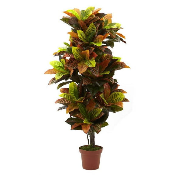 Nearly Natural 56" Real Touch Croton Artificial Plant, Orange