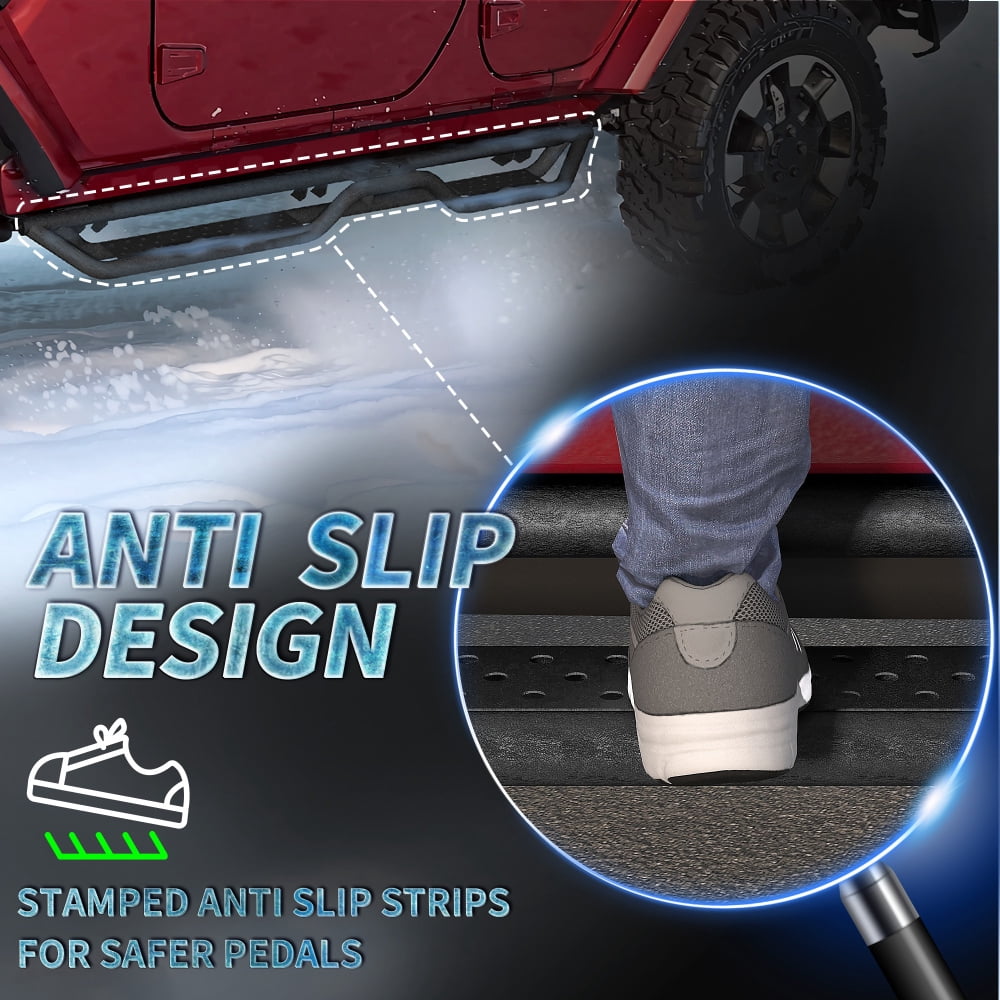 Running Boards Nerf Bars Side Steps Compatible with 2018-2026 Jeep Wrangler JL 4 Door 2PCS