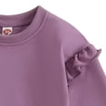 thumbnail image 6 of Nwiuh Toddler baby Girls Ruffle Sleeve Sweatshirt 6 Months-4 Years Solid Color Crewneck Cotton Pullover (Purple, 6-12 Months), 6 of 6
