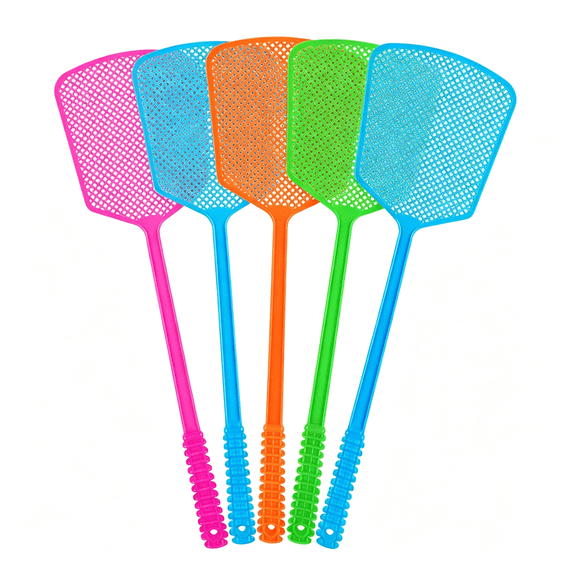 ACDANC Fly Swatter,5 Pack Plastic Heavy Duty Manual Fly Killer, Long Handle Flyswatter, Large Bug Swatters That Work for Indoor and Outdoor Heavy Duty Fly Swatter for Indoors