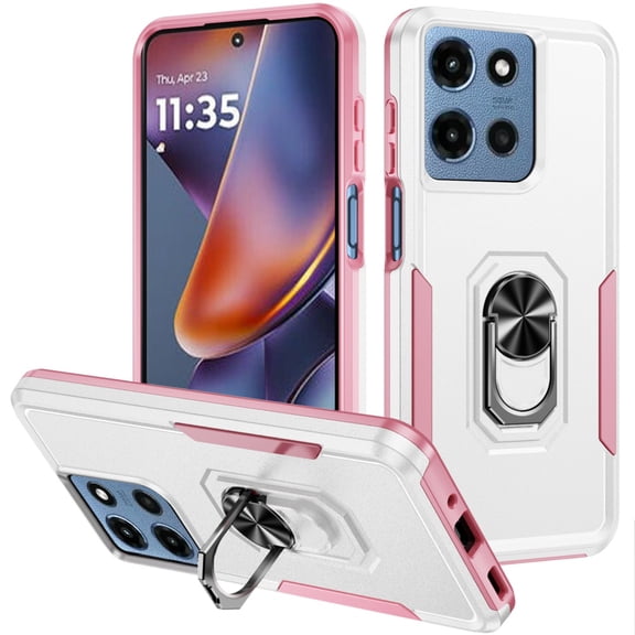 For Moto G 5G 2025/2026 - G Play 2026 - Tough Hybrid With Ring Stand Case - White