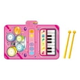 thumbnail image 1 of Alfombra de piano de bebé con 6 instrumentos impermeables a impermeabilización de aprendizaje temprano Educational 2 en 1 manta de tambor de piano rosa, 1 of 10