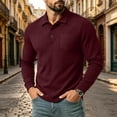 thumbnail image 6 of Mifsaly Mens Long Sleeve Shirts Waffle Knit Lapel Collar Blouses Casual Daily Golf Shirts for Spring Fall Wine,XXL, 6 of 8