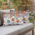 thumbnail image 3 of Outdoor Pillow Covers 20x12 Set of 2, Orange Blue Pumpkins Fall Waterproof Patio Throw Pillow Covers for Couch Sofa Chair, Weeping Botanical Thanksgiving Decorative Pillowcases for Throw Pillows, 3 of 9