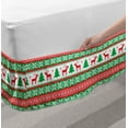 thumbnail image 2 of Christmas Bed Skirt, Knit Style Graphic Reindeer Star and Snowflake Holiday Family Theme, Elastic Bedskirt Dust Ruffle Wrap Around for Bedding Decor, 4 Sizes, Red Green White, by Ambesonne, 2 of 2