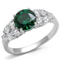 thumbnail image 1 of Alamode 3W1364-5 Women Rhodium Brass Ring with Synthetic in Emerald - Size 5, 1 of 1