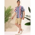 thumbnail image 4 of INSPIRE CHIC Camisa de verano con estampado de rayas arcoíris para hombre, camisas de manga corta con botones Blanco Azul Negro S, 4 of 6