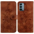 thumbnail image 2 of Compatible with OnePlus Nord N200 5G Embossed Lily Wallet Case with Card Holder PU Leather Flip Cover, 2 of 5
