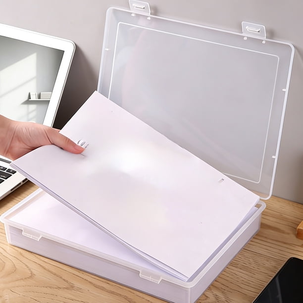 Caja organizadora de documentos A4 transparente: almacenamiento transparente para documentos, libros de registro familiar, documentos de identidad y archivos de oficina.