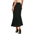 thumbnail image 3 of Women's Lace Floral Skirts Ruffle Hem High Waist Cocktail Midi Skirt 2XL Black, 3 of 6
