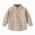 thumbnail image 2 of Ccpelsie Classic Boys Oxford Shirt Long Sleeve Button Down Solid Color Dress Shirt for School Weddings Church and Formal Wear(A-Khaki,10-12 Years), 2 of 4