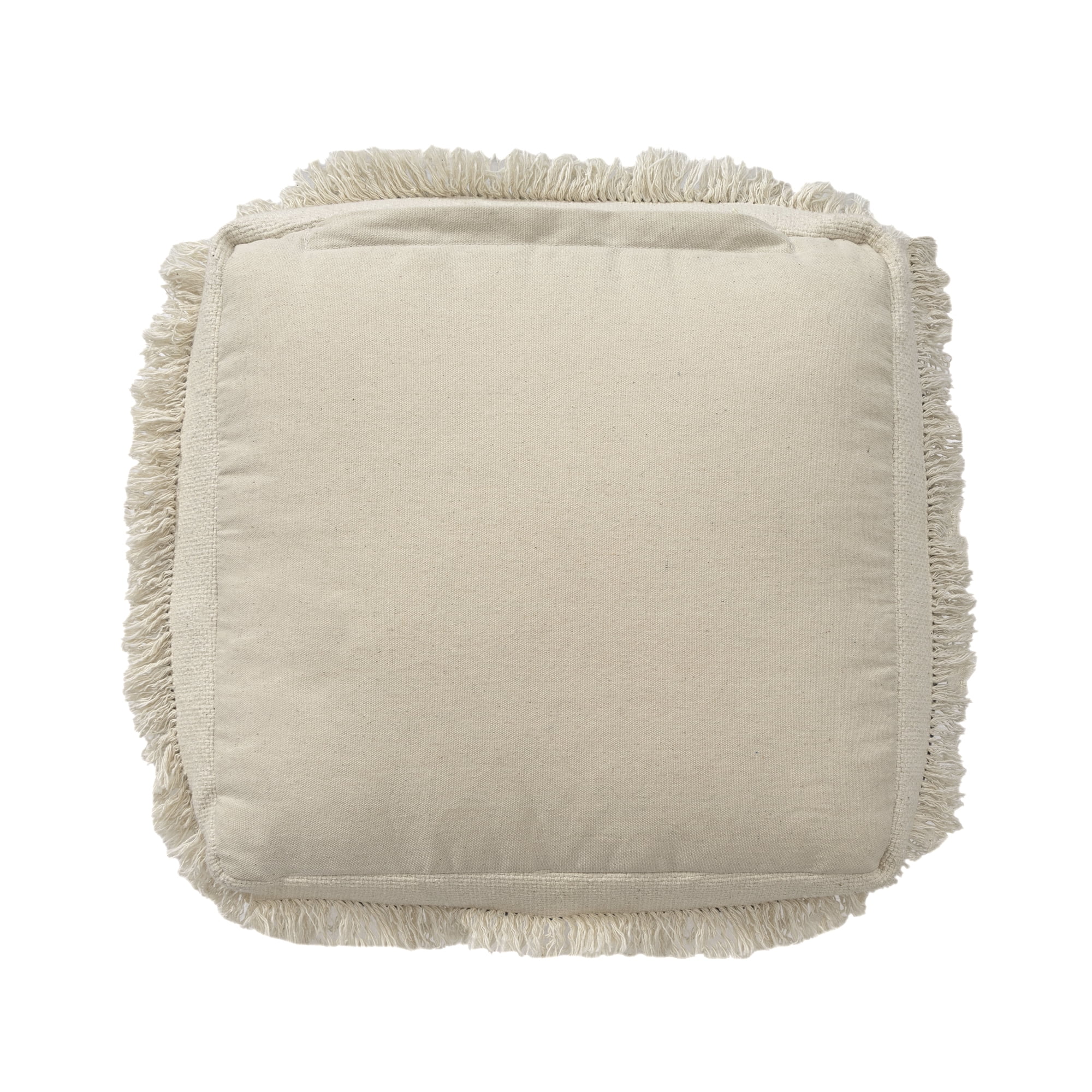Ox Bay Tristan Striped Handmade Cotton Medium Square Pouf Ottoman, Navy/Ivory, 18" x 18" x 14"
