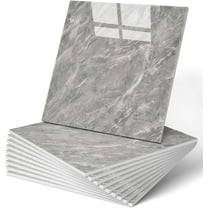 Duslogis 12pcs Peel and Paste Tile Shower Waterproof Marble Tiles Wall Panels, 11.8"x11.8" Self-Adhesive Backsplash Tile, PET Wall Panels Shower Tiles for Home Bathroom, Living Room (Gray)
