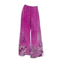 thumbnail image 4 of YUANGUANST Womens Dress Pants Womens Wide Leg Palazzo Pants Boho Floral 2025 Summer Beach Culottes Flowy Casual Trousers For Vacation Office Slacks, 4 of 4