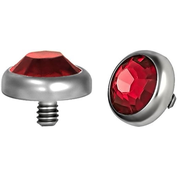 Flat Top Dermal CZ Surgical Steel (316L) 1 Piece (red, 16g (1.2mm), 4mm top, (D/16/B/6)