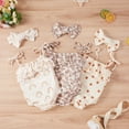 thumbnail image 4 of Xingqing Baby Girls Lace-Up Suspender Bodysuits Sweet Pattern Printing Ruffles Jumpsuits and Headband Set, 4 of 7