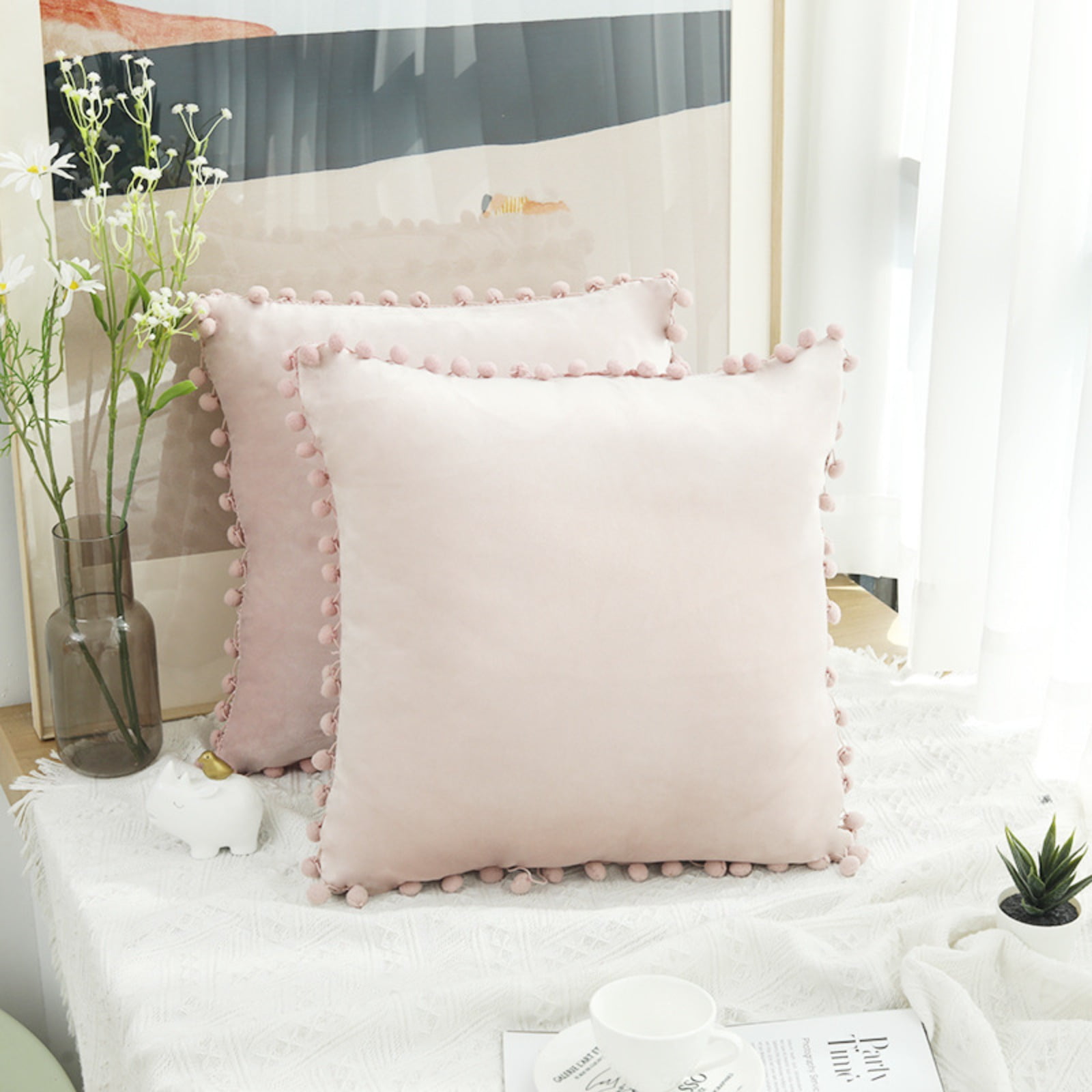20×20 Inch Decorative Throw Pillow Cover 2-Pack Soft Textured Accent Cushion for Sofa Bed Living Room Home Decor