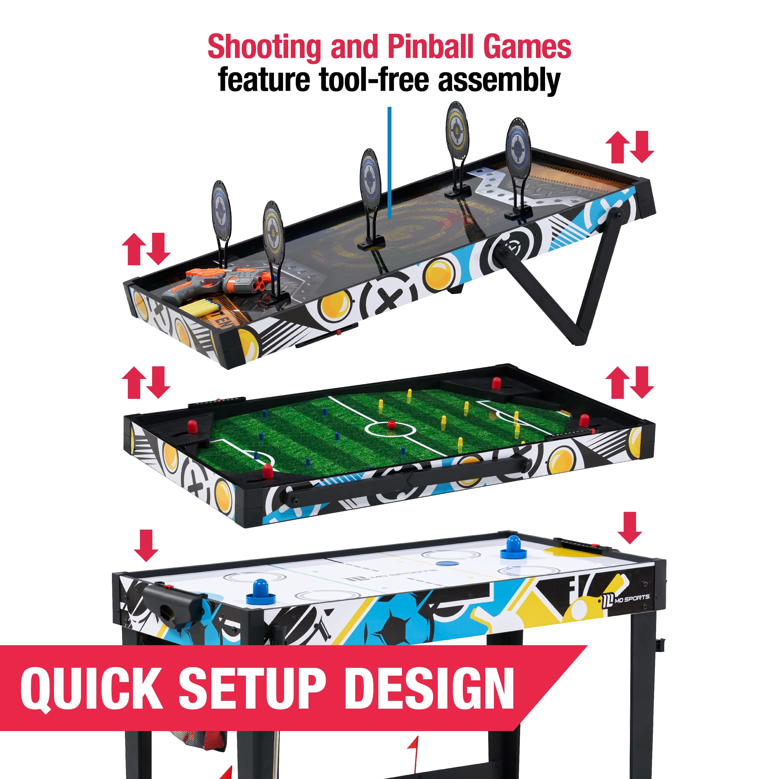 Medal Sports 4' Multi-Player 7-In-1 Combo Game Table