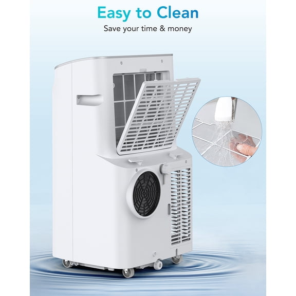 12000 BTU Portable Air Conditioner – 3-in-1 Cooling, Fan, Dehumidifier – Remote Control, 24H Timer, 3 Speeds, Auto Swing, Sleep Mode, for Rooms up to 550 Sq. Ft – Easy Installation Kit – White