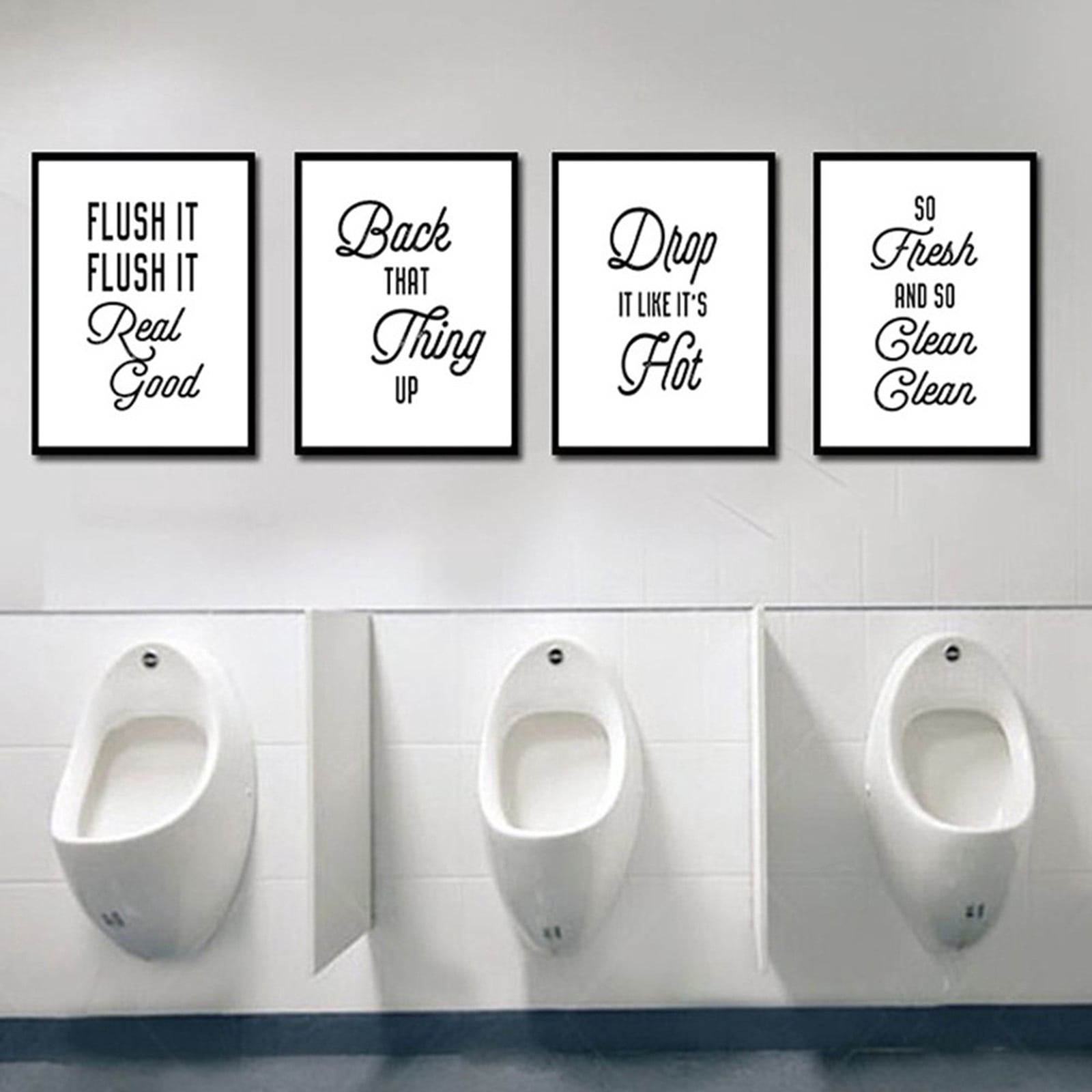 Wefuesd 4Pcs/Set Funny Signs Picture Canvas Painting Bathroom Wall Art Decor, Wall Decor, Home Decor, Room Decor