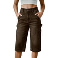 thumbnail image 2 of Fmbrln Womens Summer Cargo Capri Jeans High Waisted Button Cropped Denim Pants with Pockets, 2 of 6