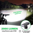 thumbnail image 5 of RONY 2000 Lumen Rechargeable Ultra Bright Bike Light with Rear Tail Light - Waterproof Bright Powerful 8 LED Bike Headlight for Night Riding Cycling, 5 of 9