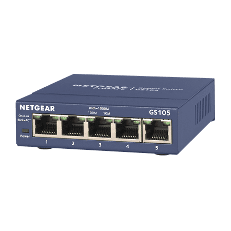 NETGEAR - 5-Port 10/100/1000 Gigabit Ethernet Unmanaged Switch - Blue