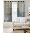 thumbnail image 2 of Blue Grey Beige Blackout Curtains, Light Blocking Print Window Curtains, Abstract Modern Art Oil Painting Thermal Insulated Window Drapes for Living Room Kitchen Cafe 2 Panels, 84"W x 63"L, 2 of 9