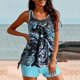 thumbnail image 4 of Gibobby Conjunto de bikini sexy Con Boyshorts Trajes a rayas de dos controles de baño Tummy Top para mujer Trajes de baño Trajes de baño Conjunto de tank(Verde,XL), 4 of 5